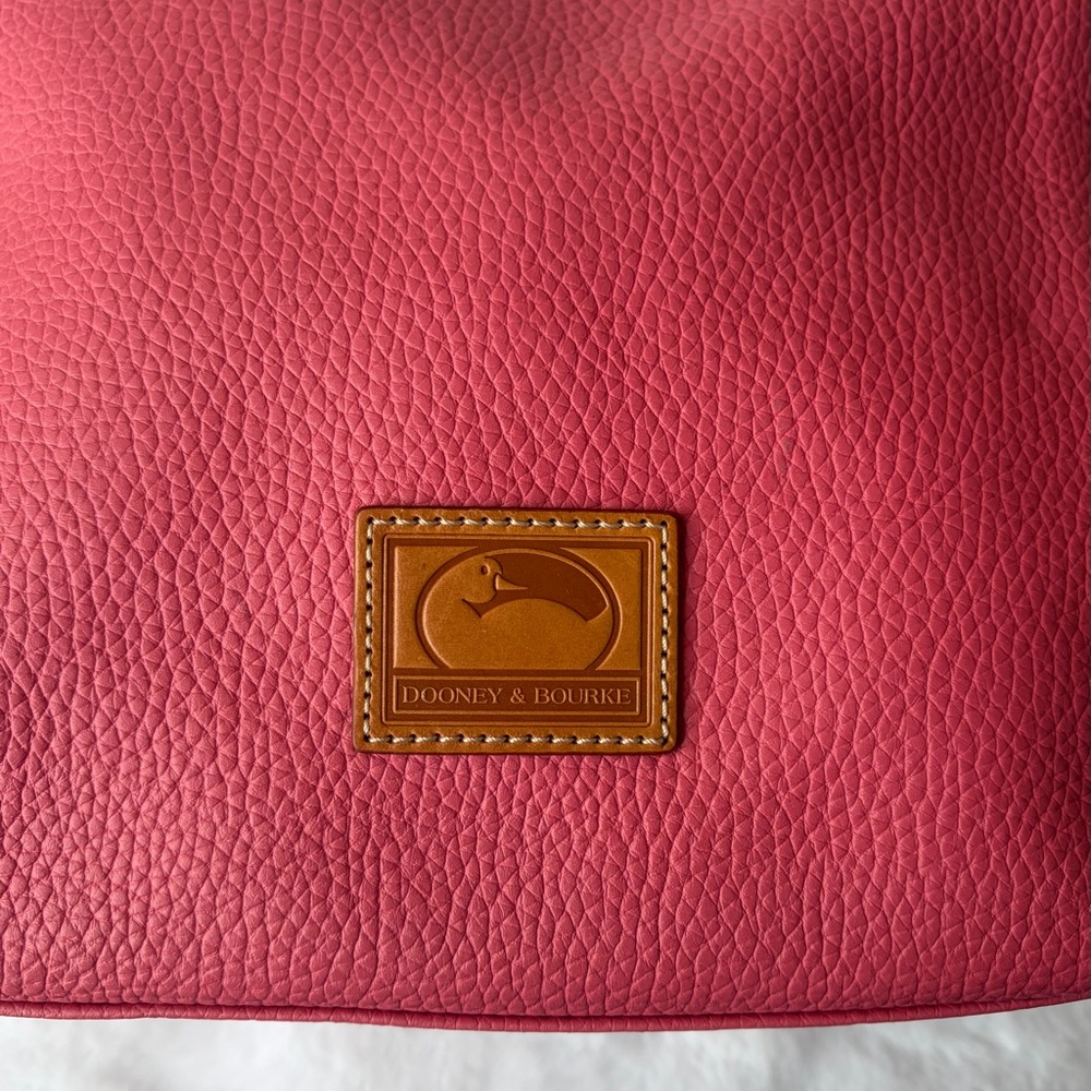Dooney & Bourke Pink Pebble Leather Hobo with Tan Trim and Tassels - Picture 2 of 11